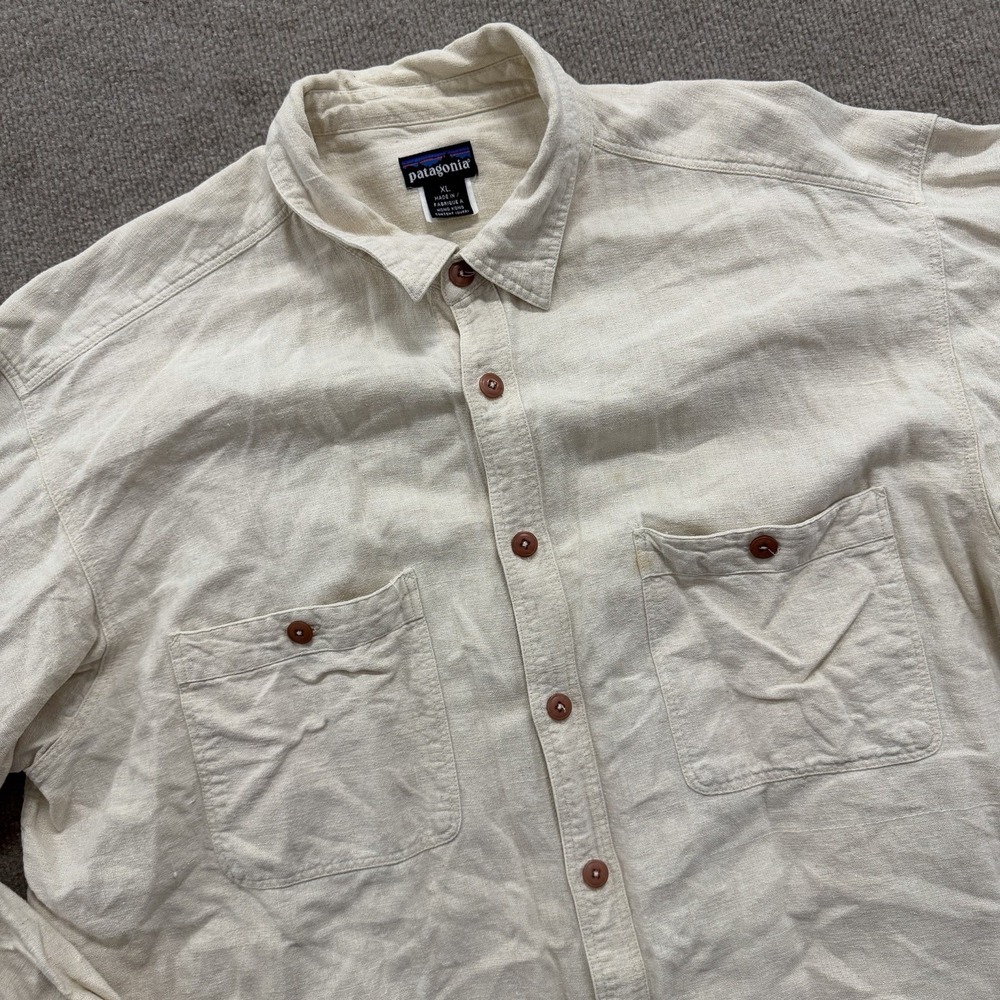 Vintage Patagonia Long-Sleeved Lightweight Fjord Cream Shirt Men's XL